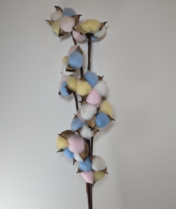 Cotton Branch, Multicolour, 10 heads, per Stem