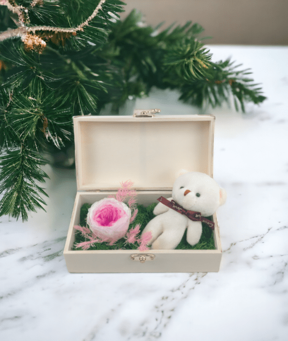 Wooden Box Gift with Teddy Bear, Livia